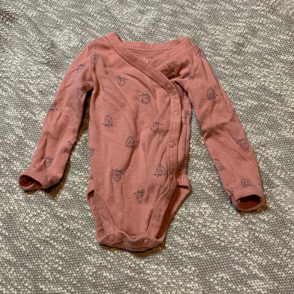 Just One You Owl Motif Long Sleeve Onesie Size NB